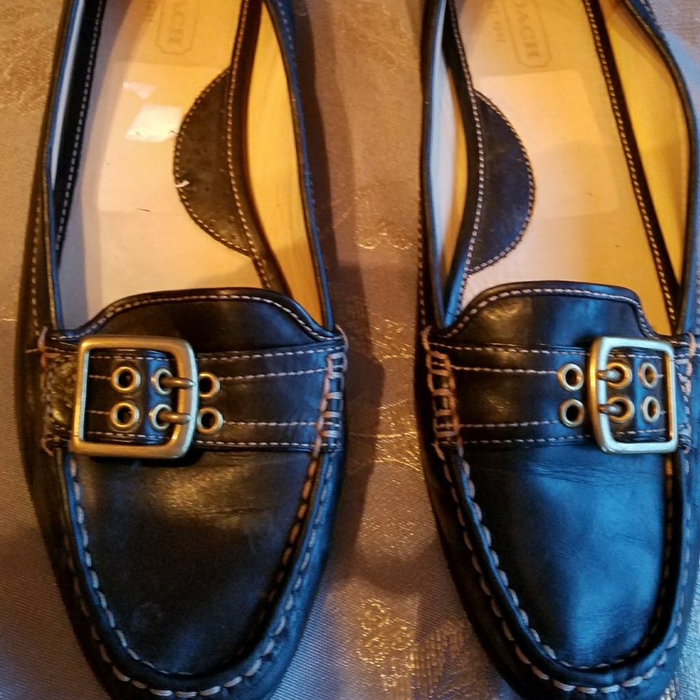 Coach leather flats w/ brass  buckle 10M